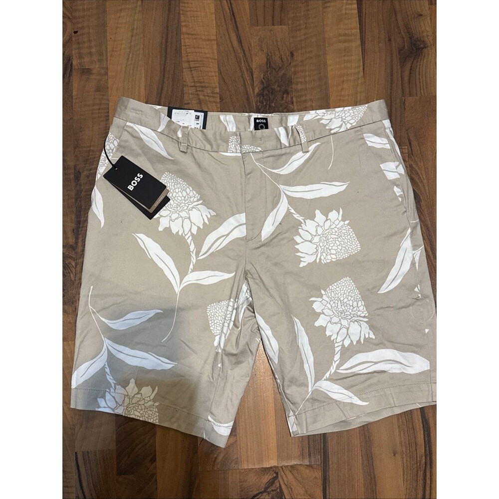 HUGO BOSS SEASONAL-PRINT SLIM-FIT SHORTS IN STRETCH COTTON SZ54
